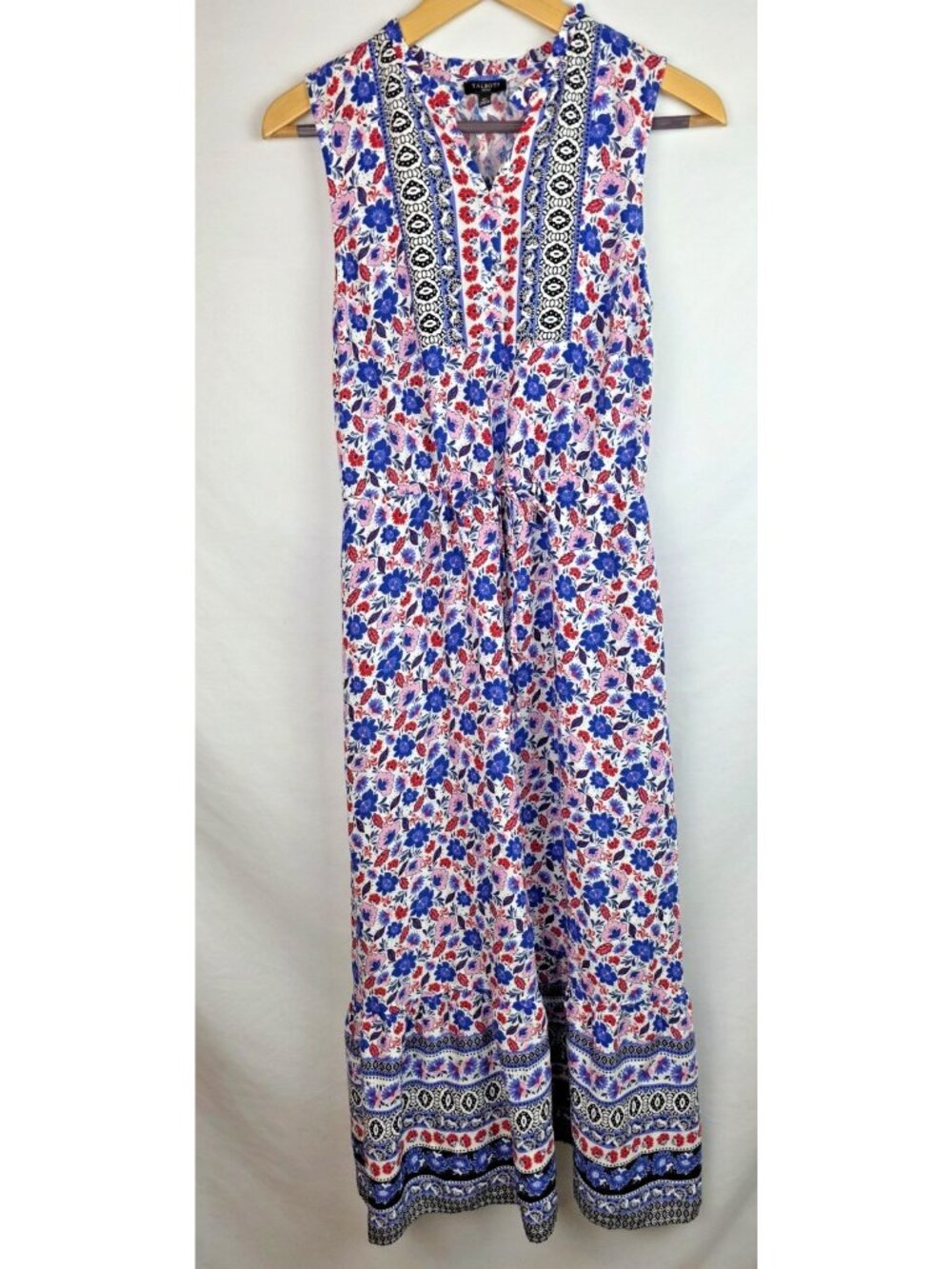 Talbots Dress Women's Petite Size 6P Blue Floral Sleeveless Maxi Dress